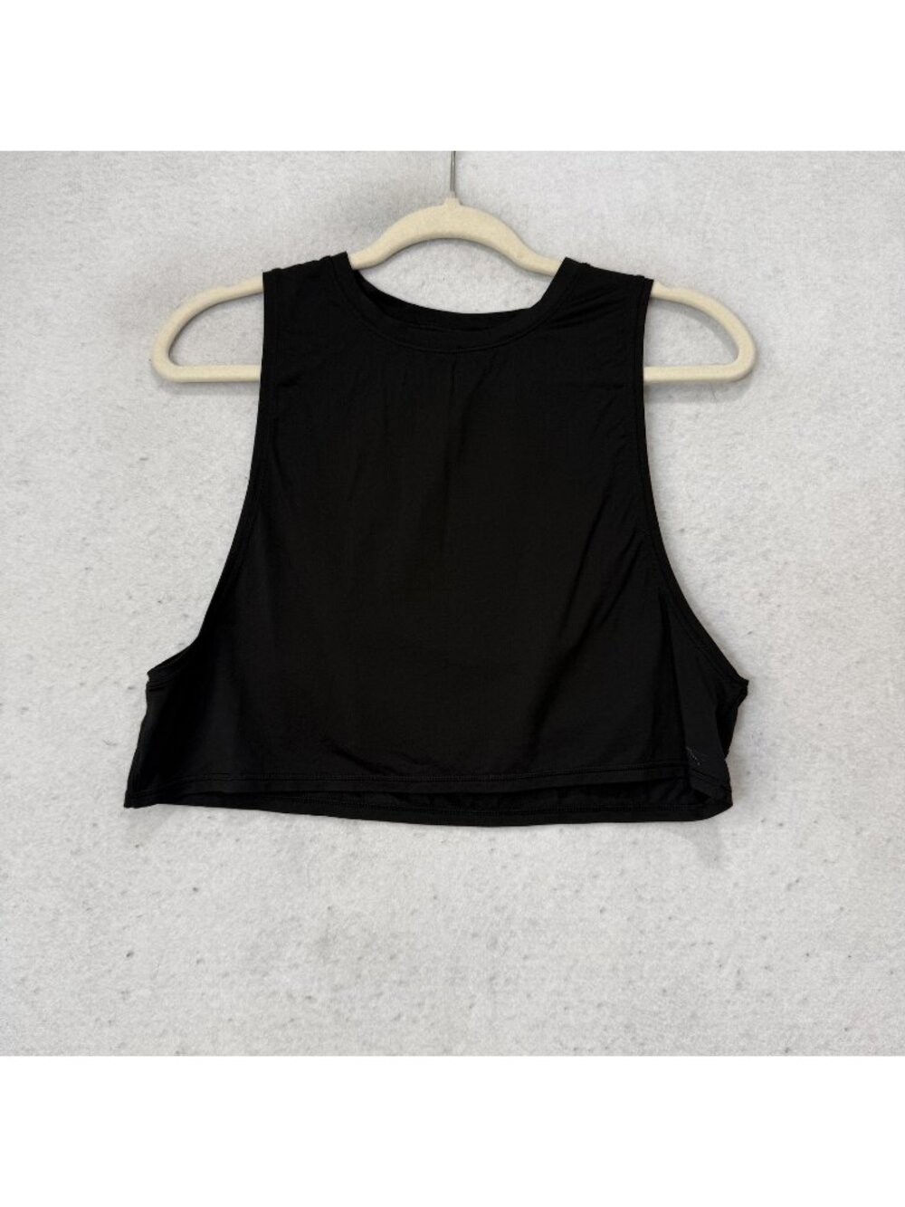 Lululemon Tank Top Womens Small Black Cropped Crew Neck Open Sides Athletic Yoga